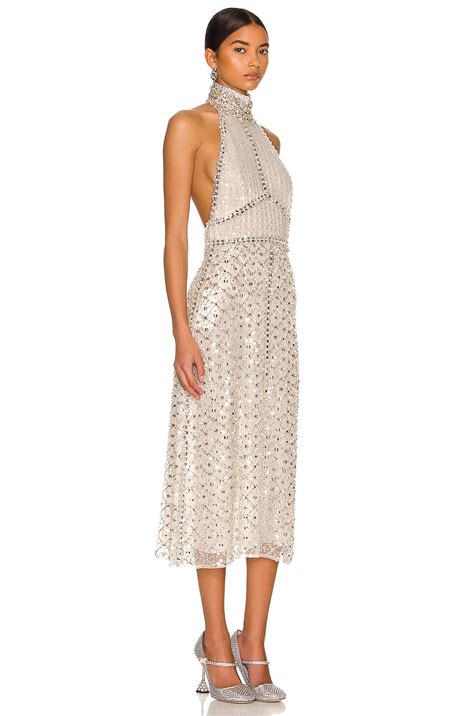 Miu Miu Halter Embellished Dress in Bianco 